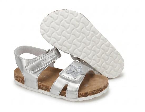 Sandalen für Mädchen Lumberjack Birba mit Klettverschluss, silberfarben