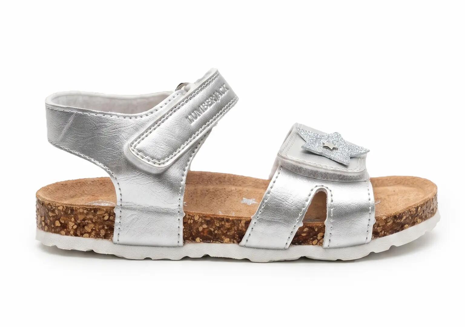 Sandalias de niña Lumberjack Birba con velcro plateadas 2/4