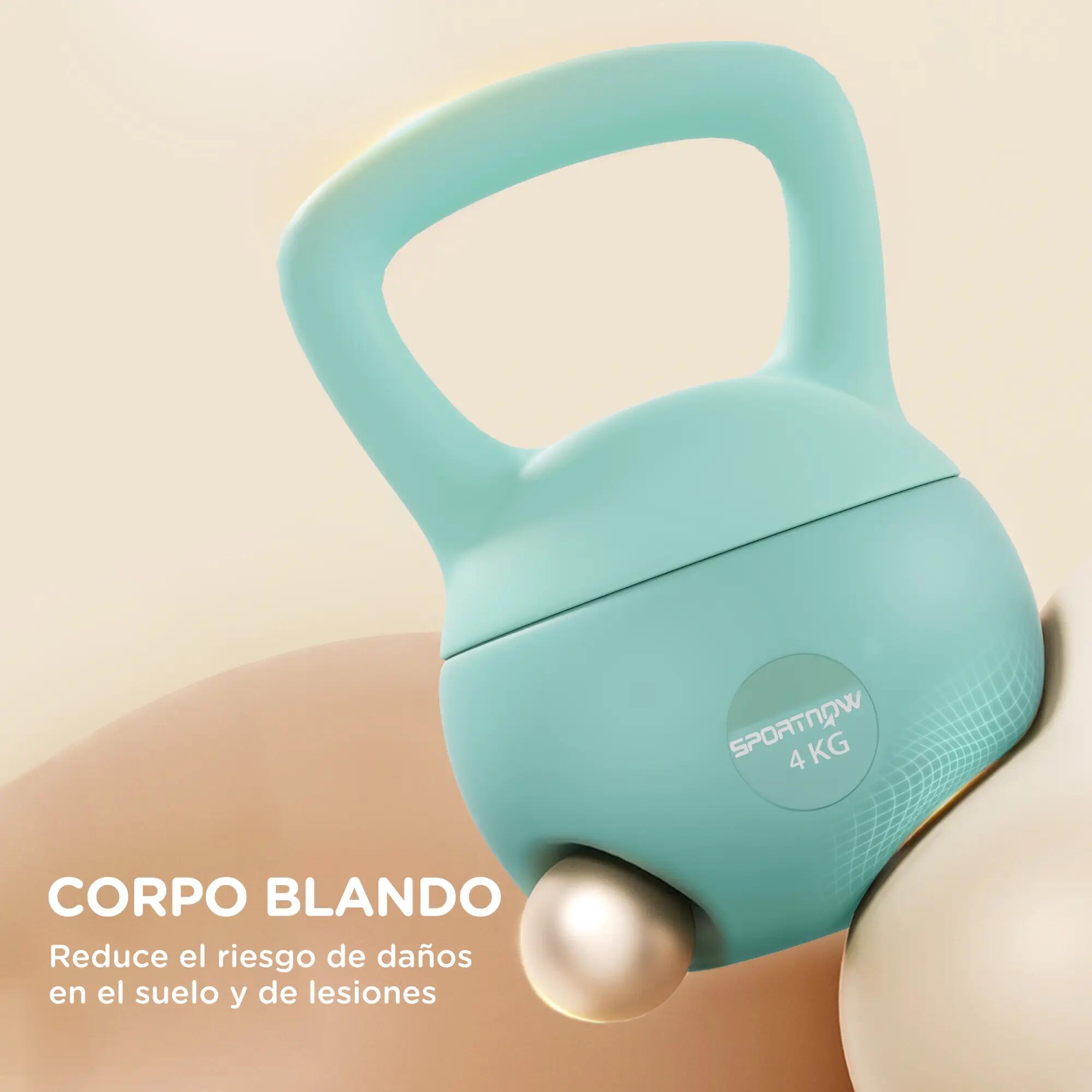 Kettlebell de 4 kg rempli de sable métallique avec poignée antidérapante pour l' 6/9
