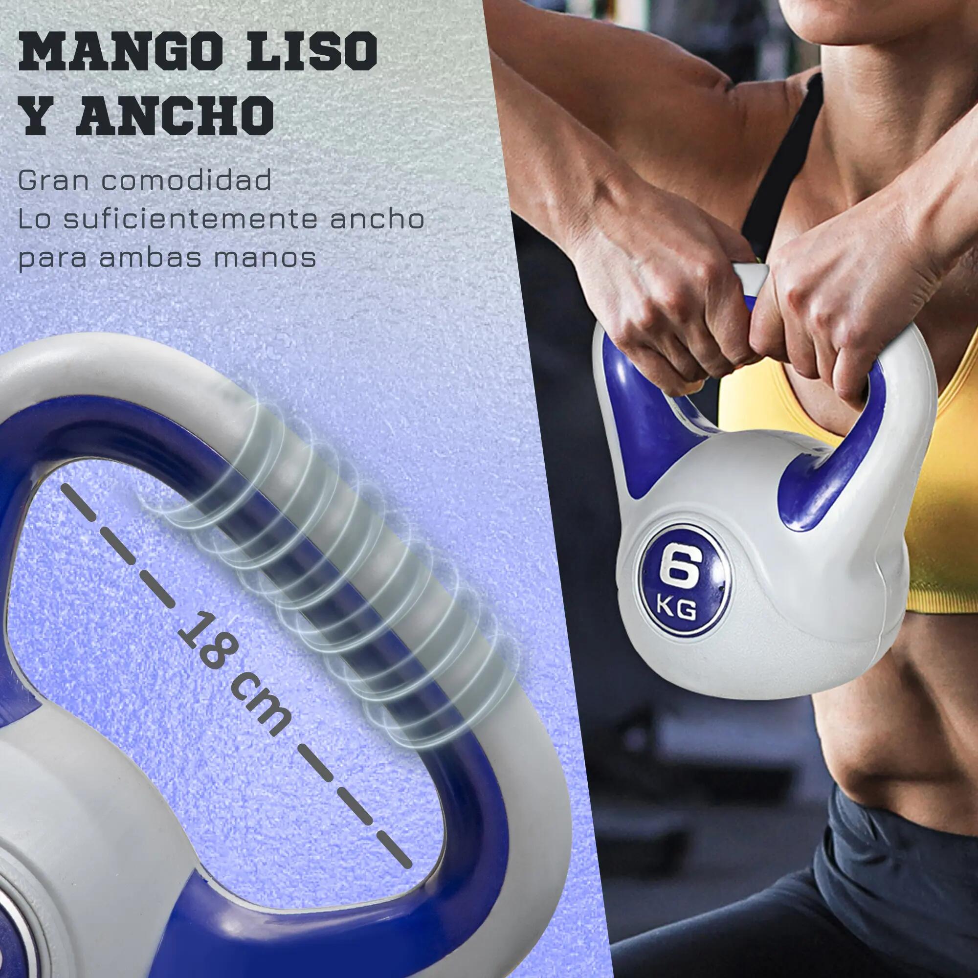 Kettlebell 6 kg, revêtement PU et remplissage de sable, pour musculation, 20 x 1 6/9