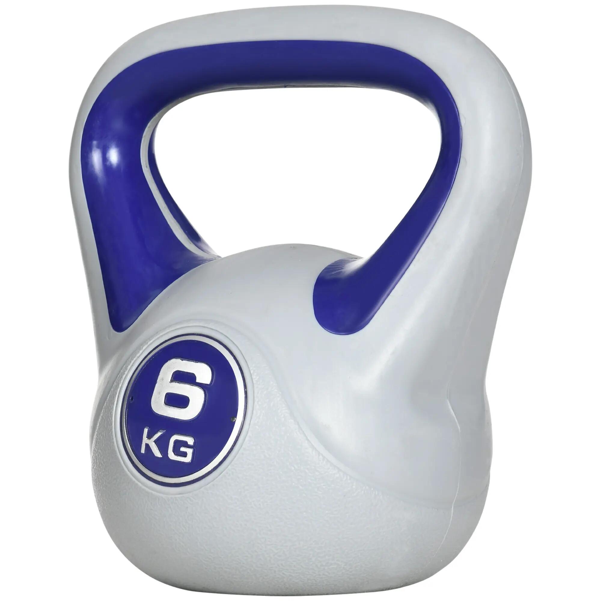 Kettlebell 6 kg, revêtement PU et remplissage de sable, pour musculation, 20 x 1 2/9