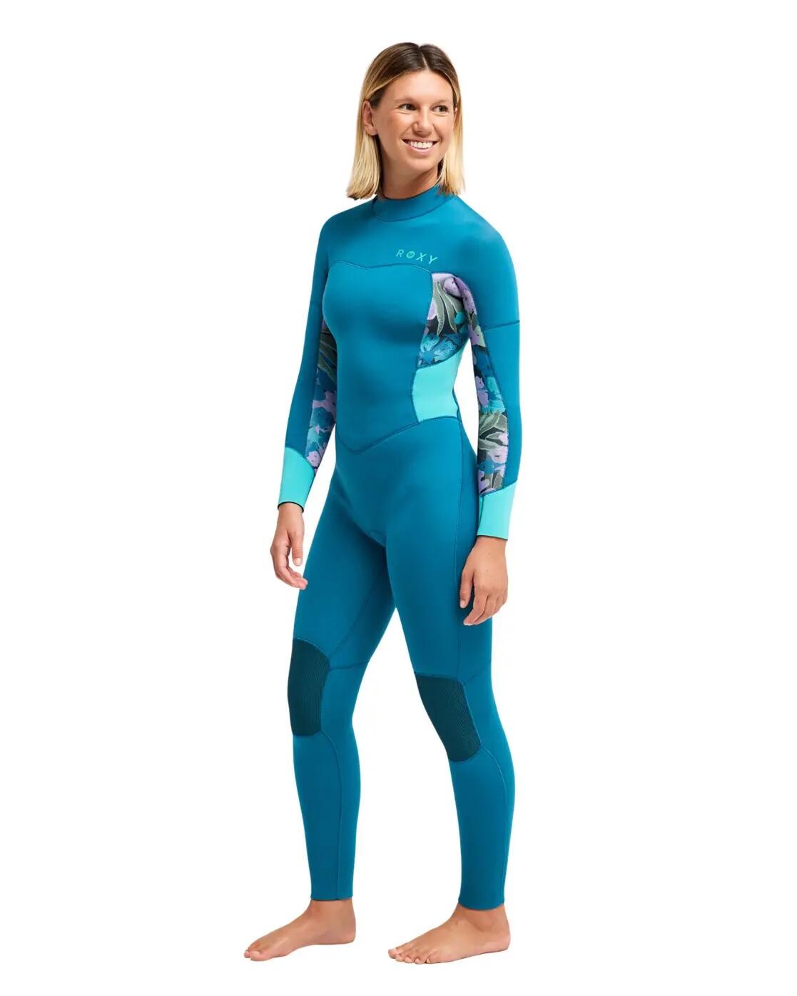 Back-Zip-Neoprenanzug 4/3MM SWELL NATURAL Lila Dames 3/4