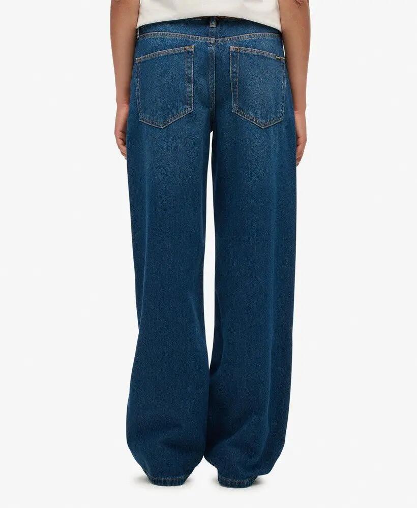 superdry Mid Rise Wide Leg Jeans van biologisch katoen – Deep Indigo Denim 4/7