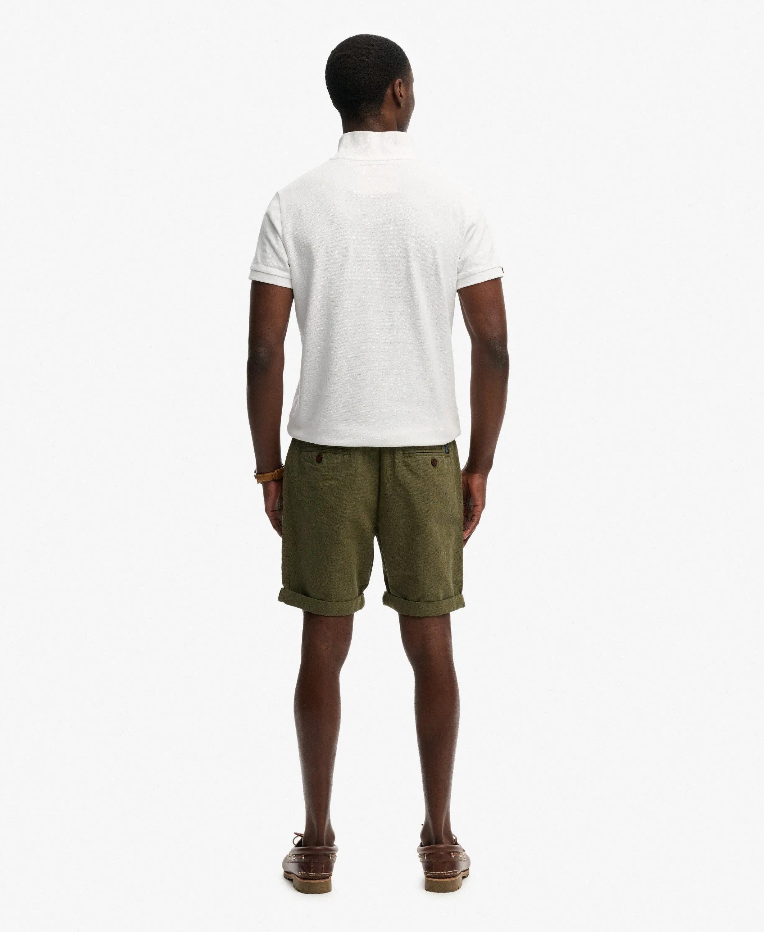 superdry Calções chino Premium texturizados em algodão e linho – Olive 5/5