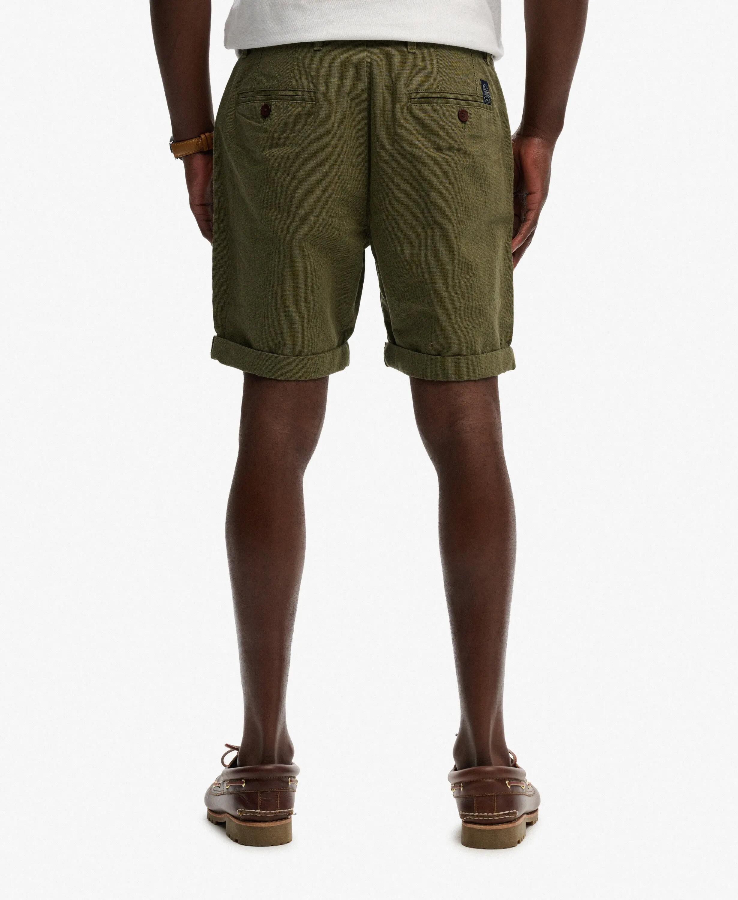 superdry Calções chino Premium texturizados em algodão e linho – Olive 4/5
