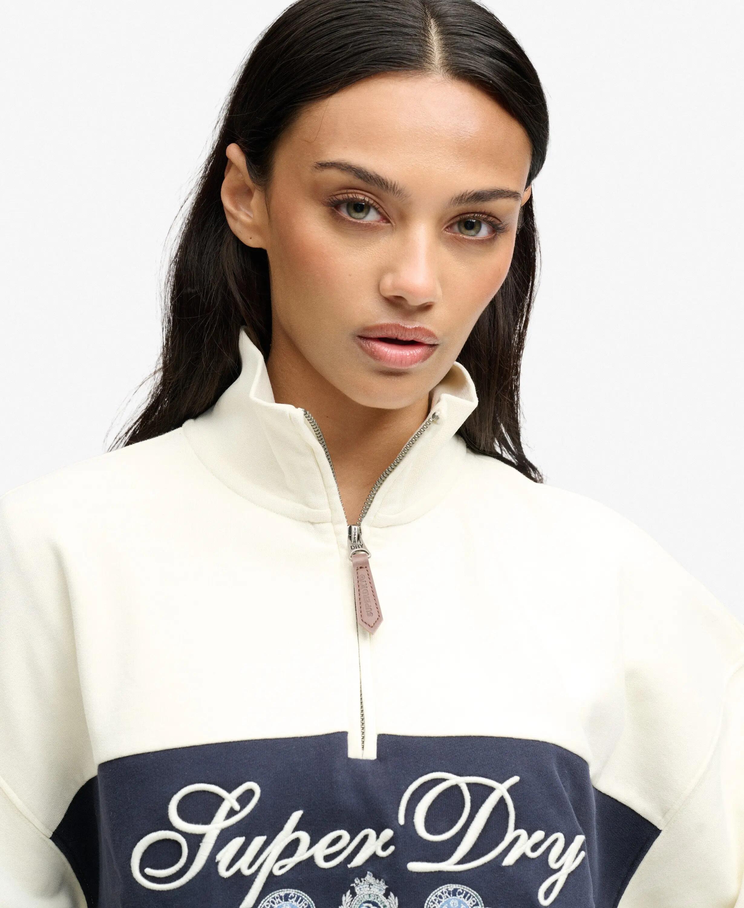 superdry Halb-Zip Sweatshirt mit besticktem Logo – CREAM 4/5