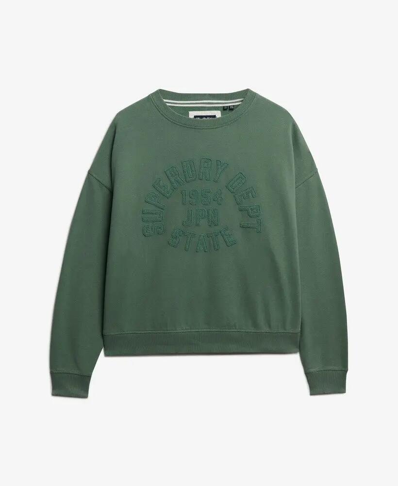superdry Sweat crew Athletic Essentials com aplique tom sobre tom – Laurel Khaki 6/6