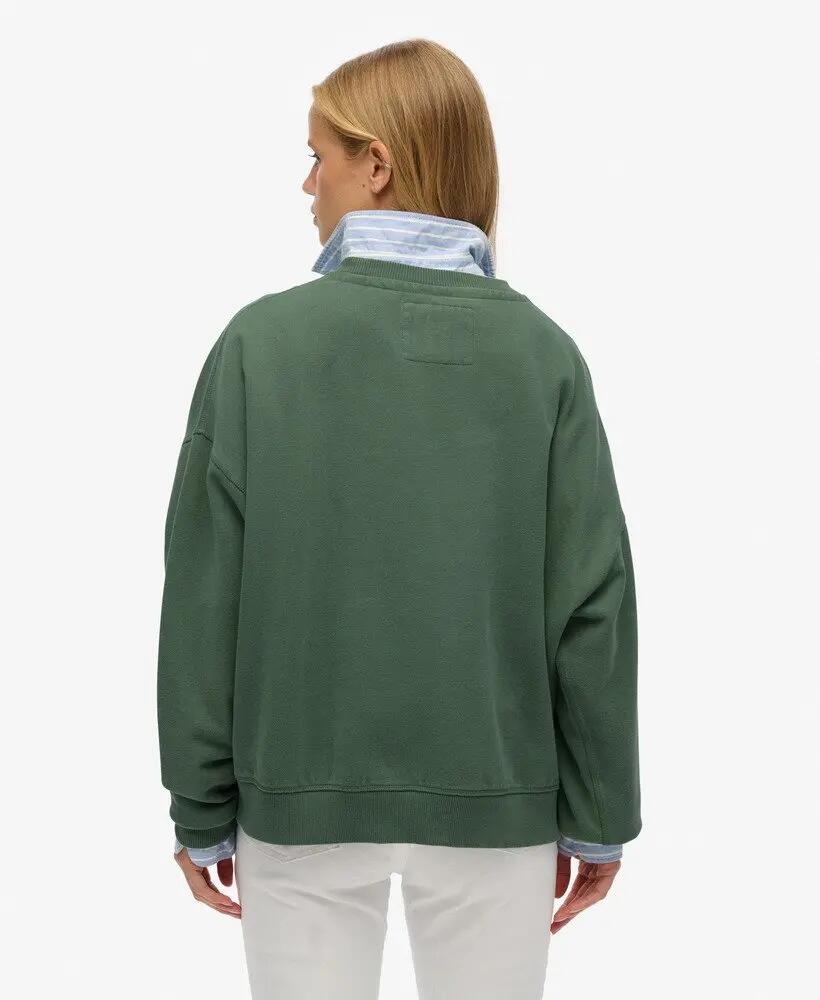 superdry Sweat crew Athletic Essentials com aplique tom sobre tom – Laurel Khaki 4/6