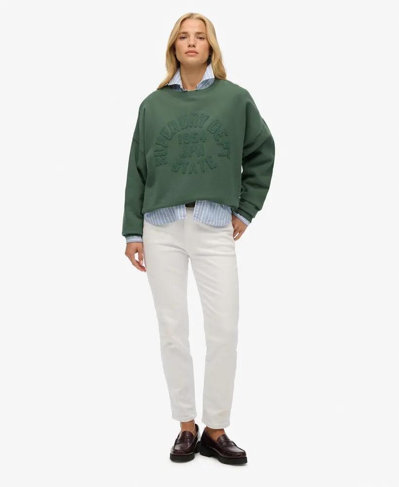 superdry Sweat crew Athletic Essentials com aplique tom sobre tom – Laurel Khaki 2/6