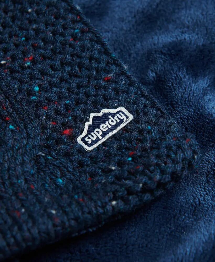 superdry Cachecol de malha com trança e forro de pelo sintético – Deep Navy 4/4