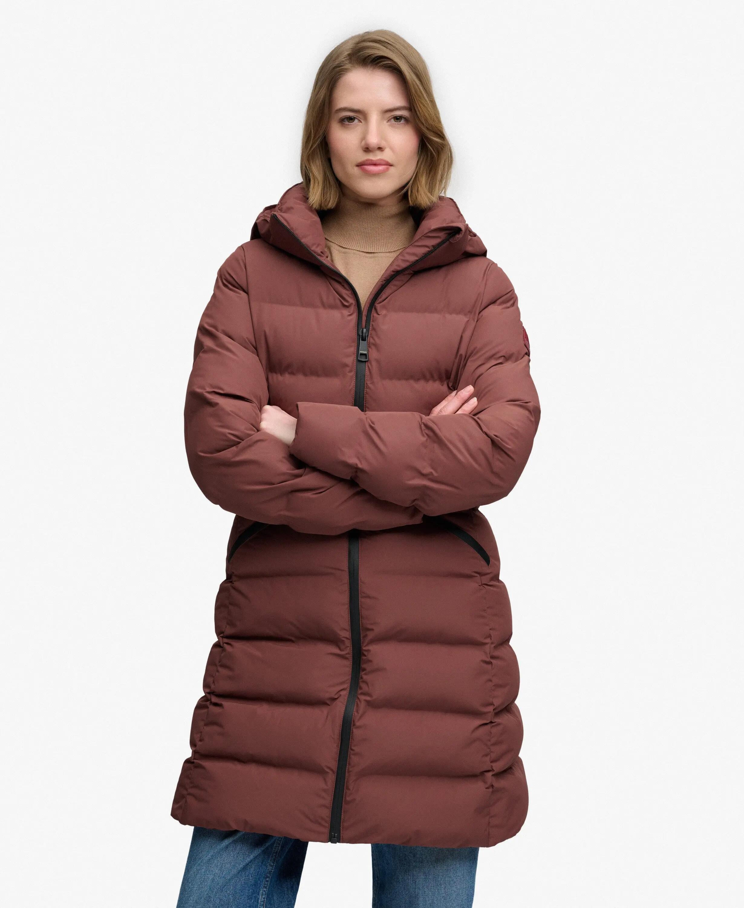 superdry City Mid gevoerde jas slim fit – Marron Brown 6/7