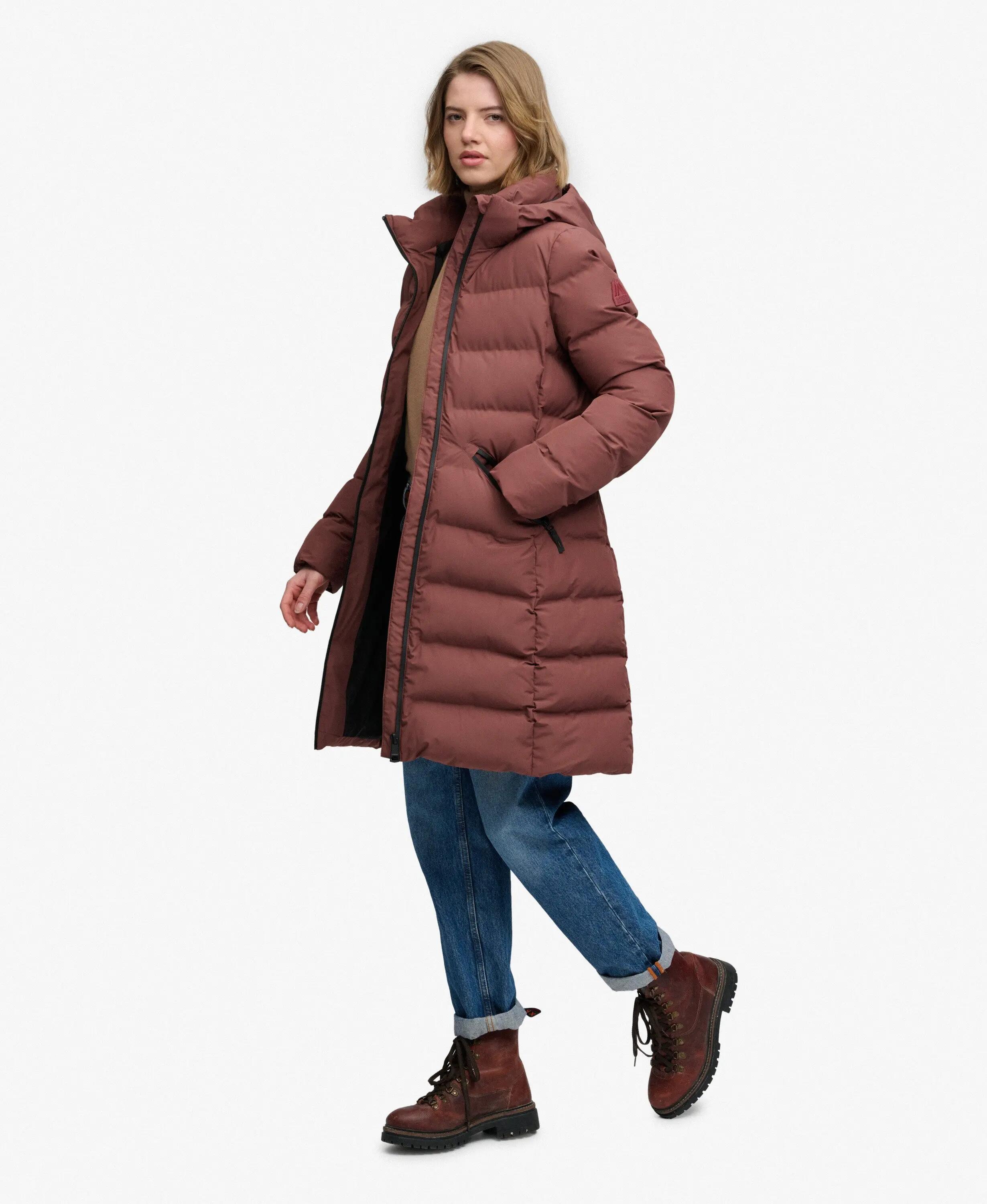 superdry City Mid gevoerde jas slim fit – Marron Brown 5/7