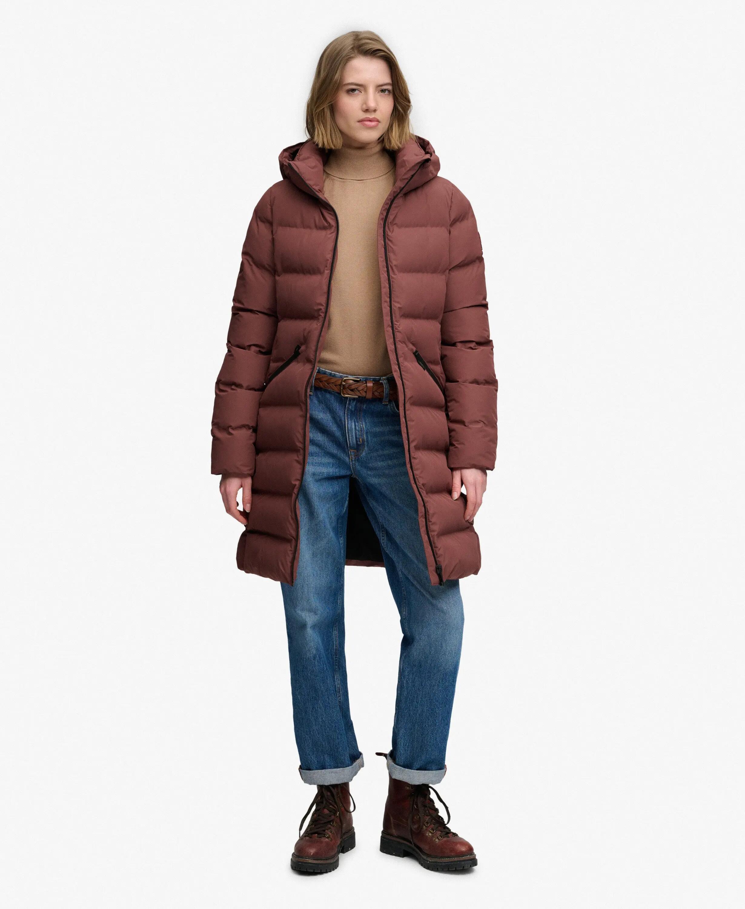 superdry City Mid gevoerde jas slim fit – Marron Brown 3/7