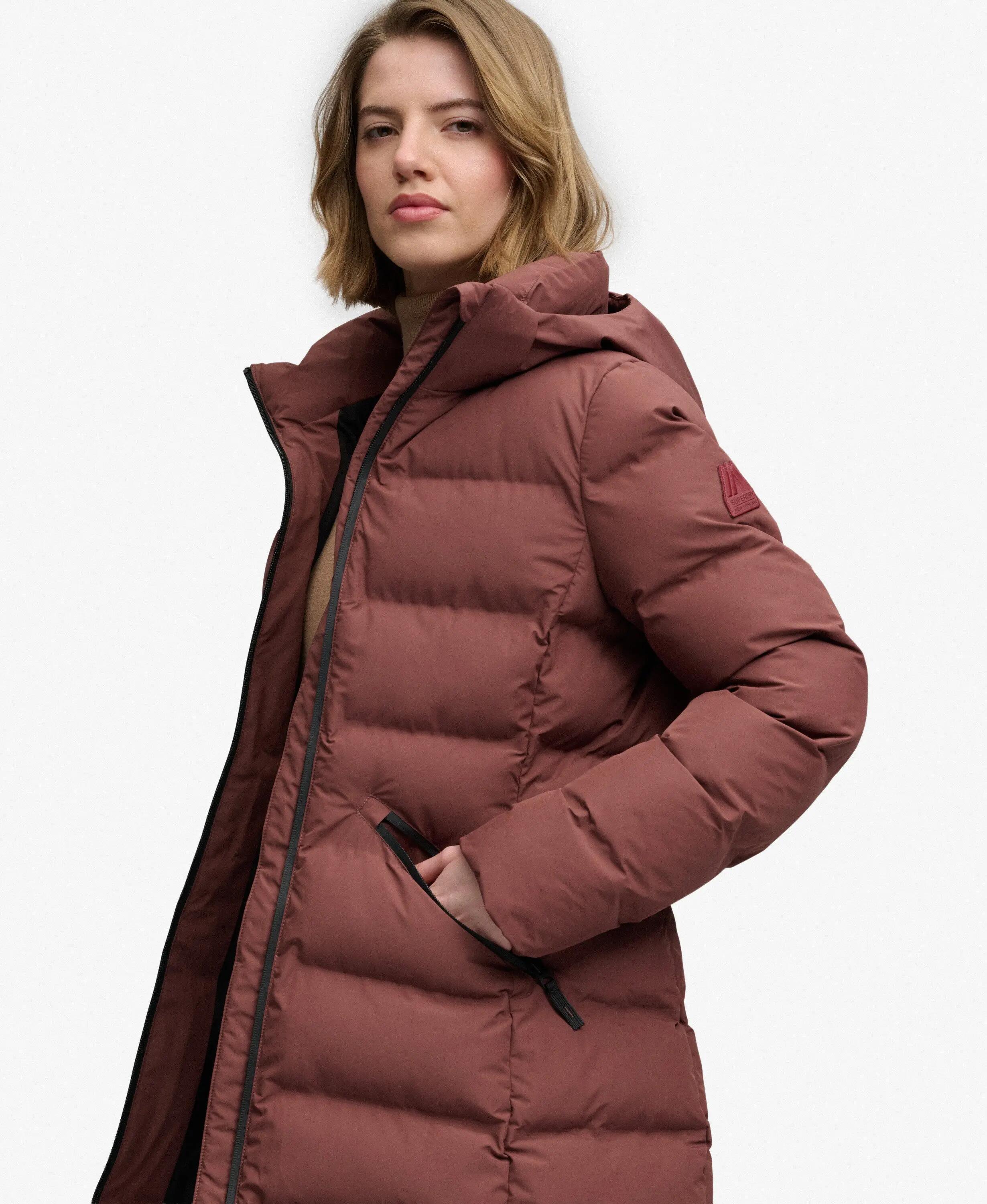 superdry City Mid gevoerde jas slim fit – Marron Brown 2/7