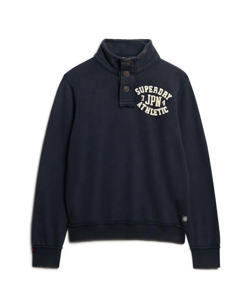superdry Felpa Vintage Athletic mezza bottoniera in cotone – ECLIPSE NAVY 5/5