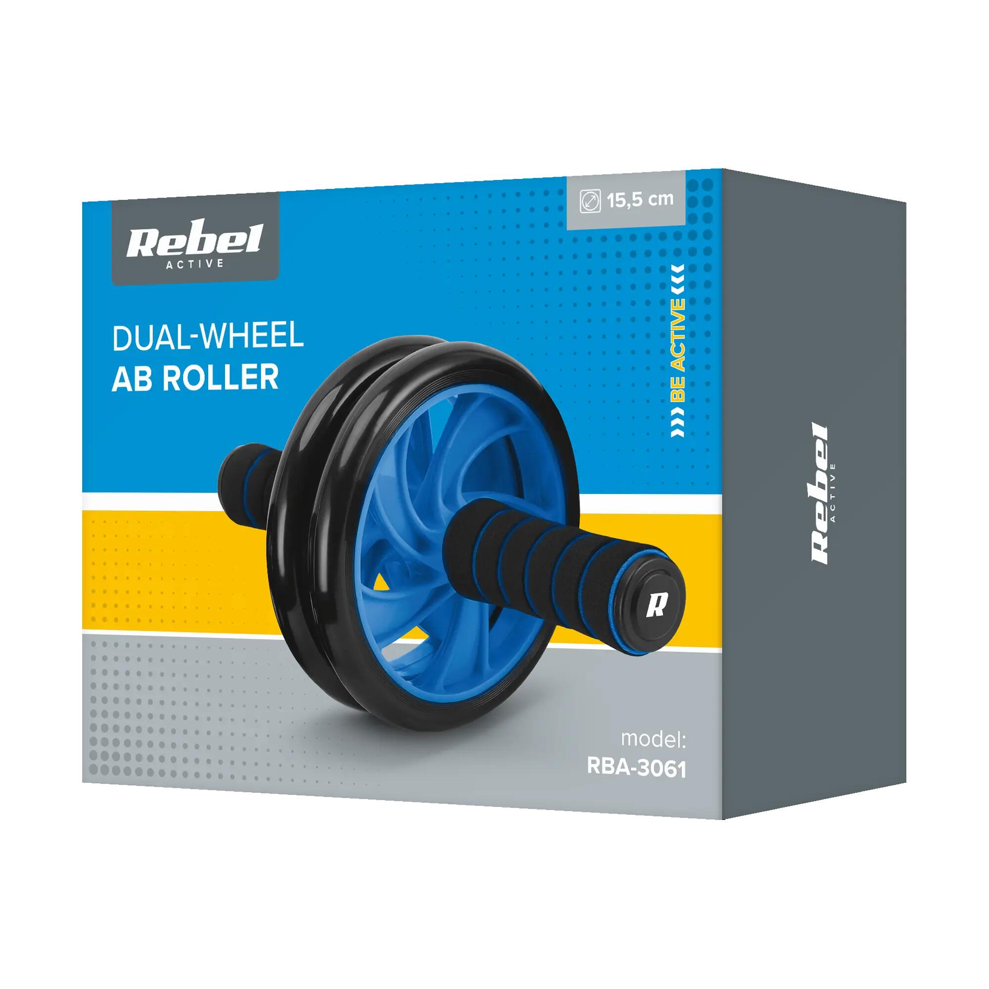 Koło roller do ćwiczeń mięśni brzucha AB Wheel kółko podwójne z matą Rebel 7/7