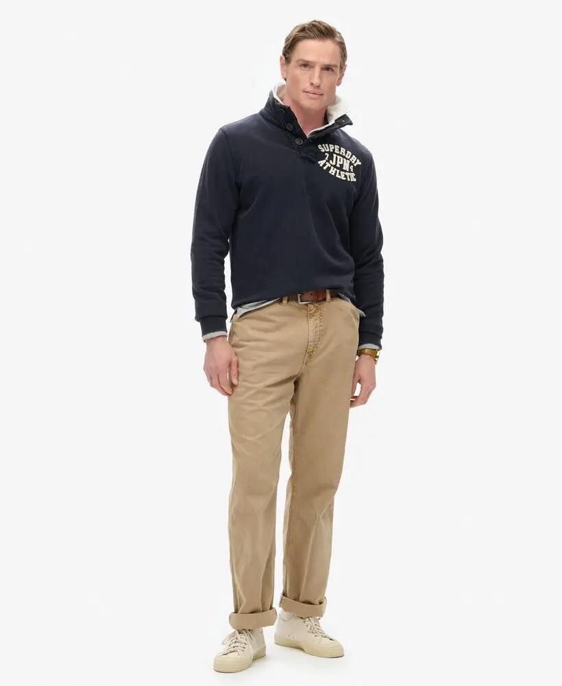 superdry Felpa Vintage Athletic mezza bottoniera in cotone – ECLIPSE NAVY 2/5