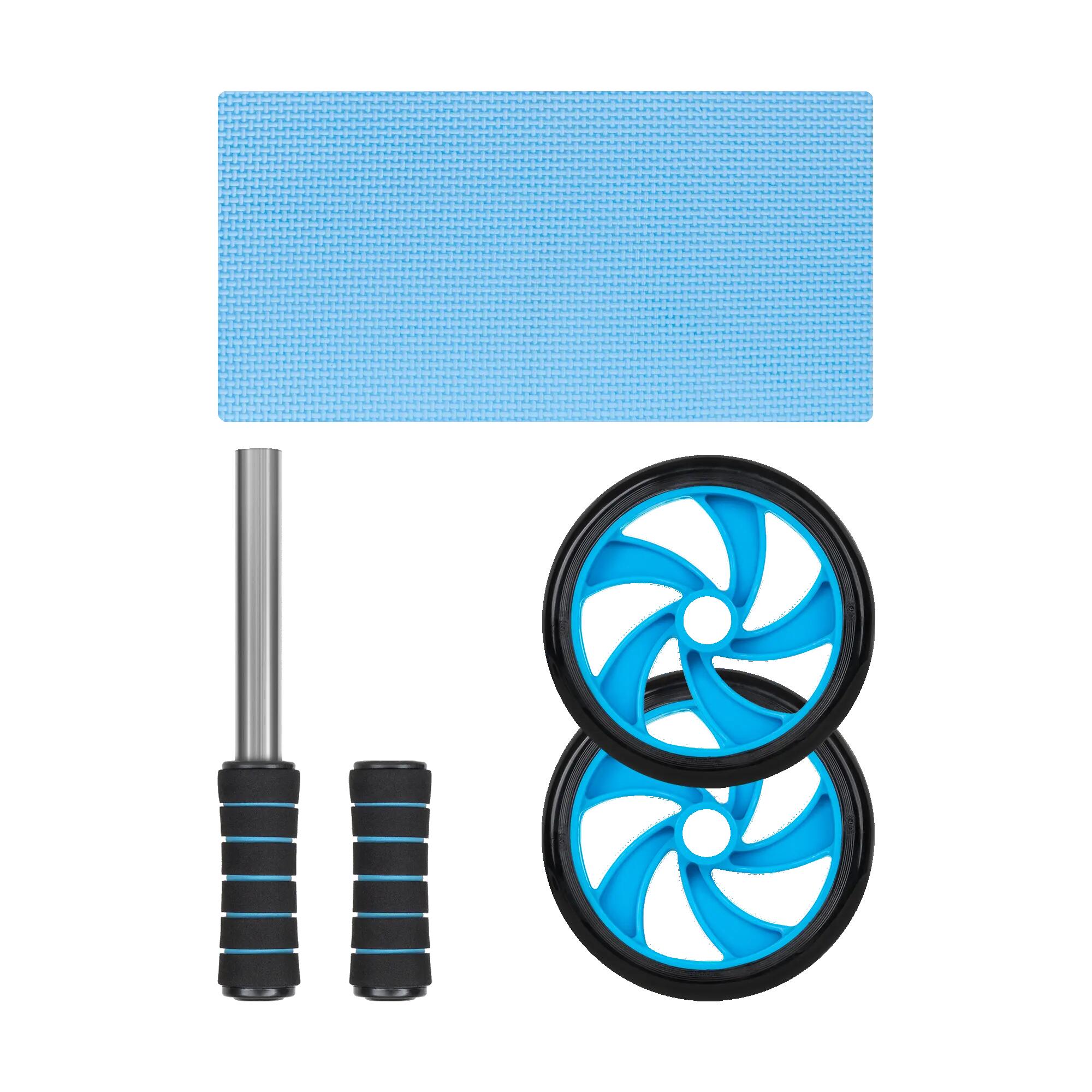 Koło roller do ćwiczeń mięśni brzucha AB Wheel kółko podwójne z matą Rebel 6/7