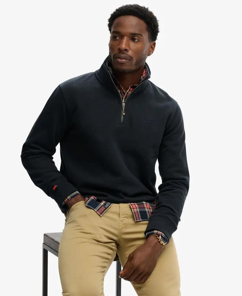 superdry Sweatshirt Half Zip com logo bordado em algodão e poliéster reciclado 2/5