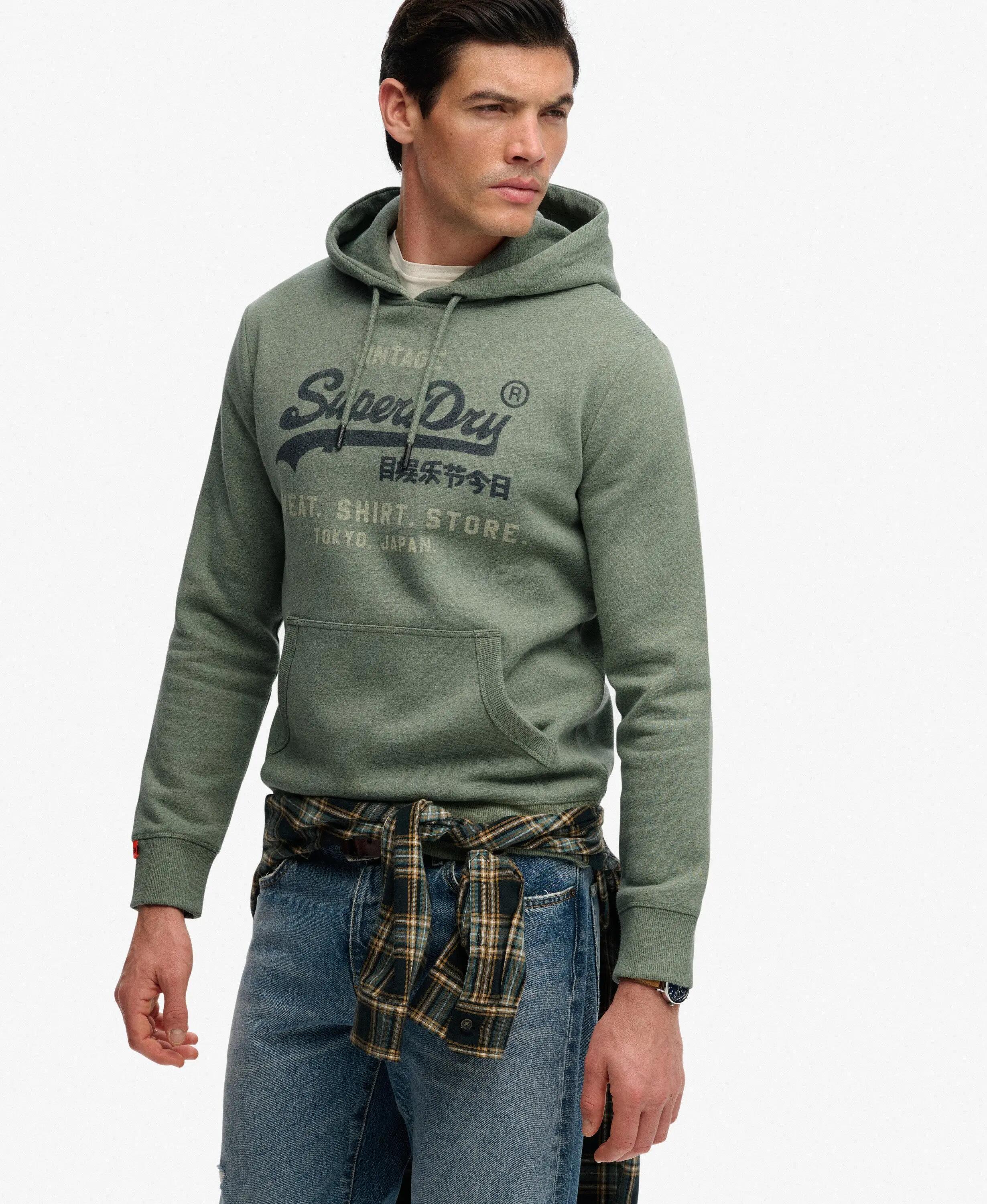 superdry Felpa con cappuccio Vintage Logo Heritage taglio Relaxed – Thyme Green 2/6