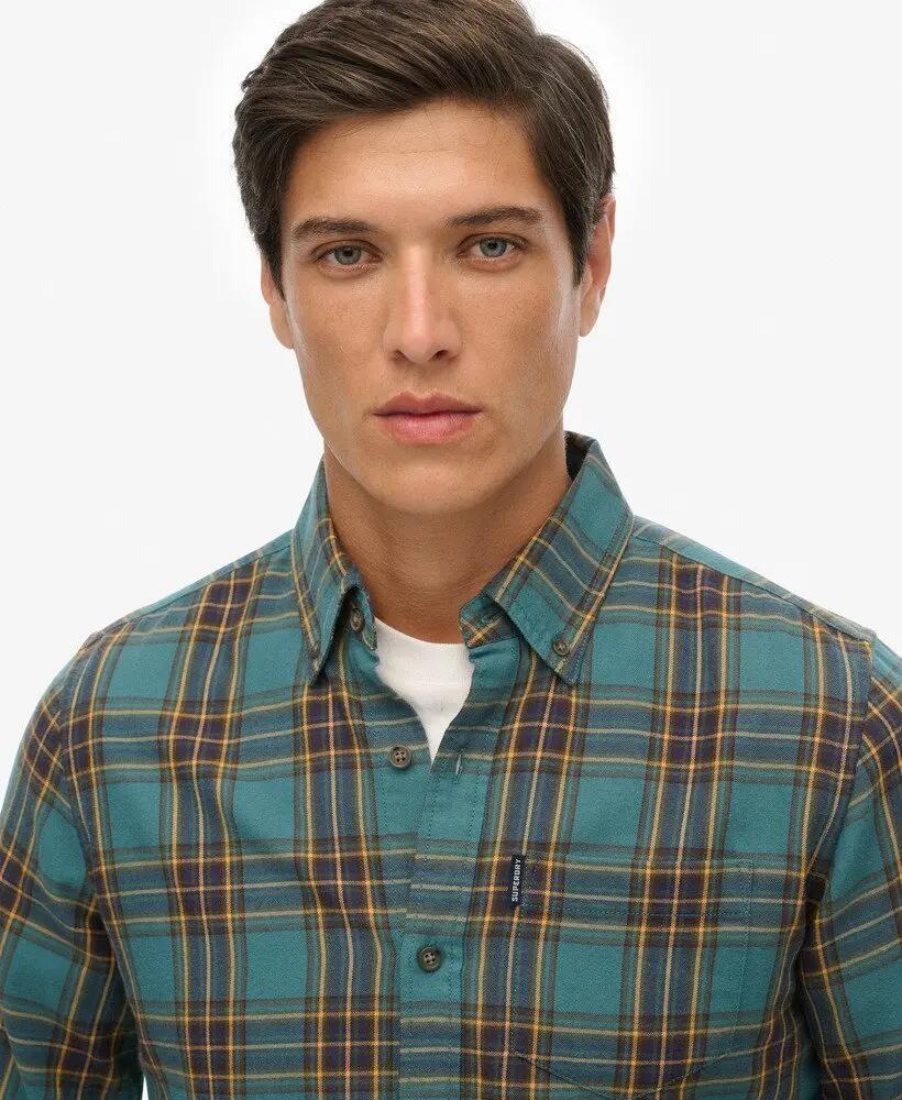 superdry Chemise Vintage Check en coton – Pasadena Check Hydro Turquoise 4/7