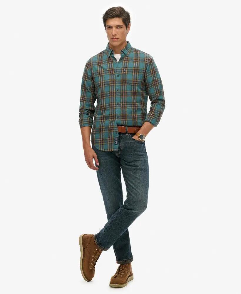 superdry Chemise Vintage Check en coton – Pasadena Check Hydro Turquoise 3/7