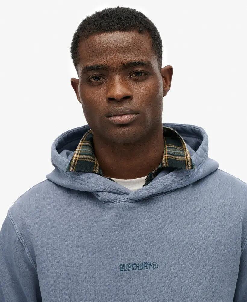 superdry Micro Logo Hoodie – camisola com capuz bordada – Flint Stone Blue Grey 4/7