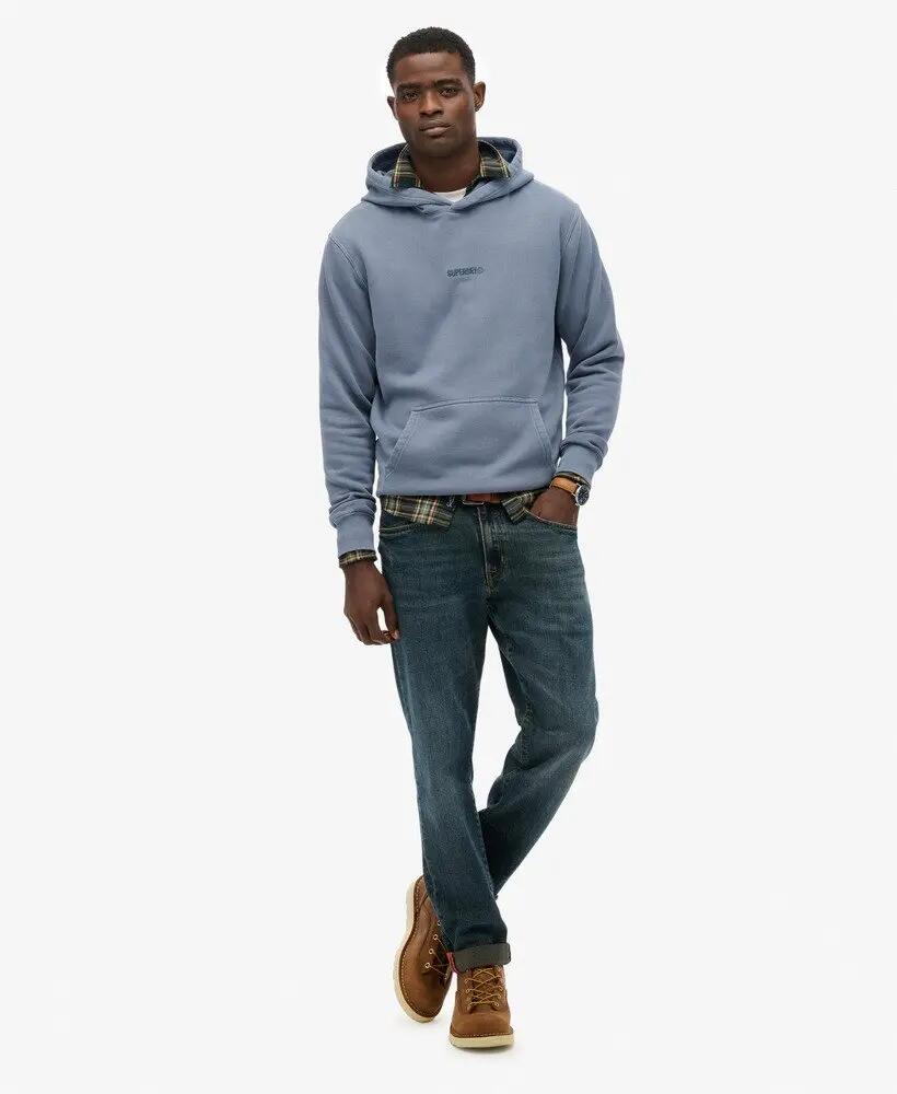 superdry Micro Logo Hoodie – camisola com capuz bordada – Flint Stone Blue Grey 3/7
