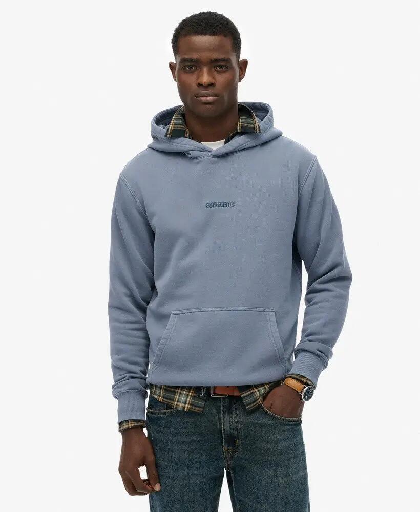 superdry Micro Logo Hoodie – camisola com capuz bordada – Flint Stone Blue Grey 2/7