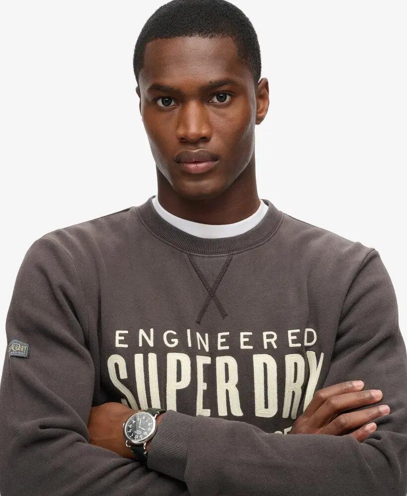 superdry Felpa Workwear Applique in cotone – CARBON BLACK 3/6