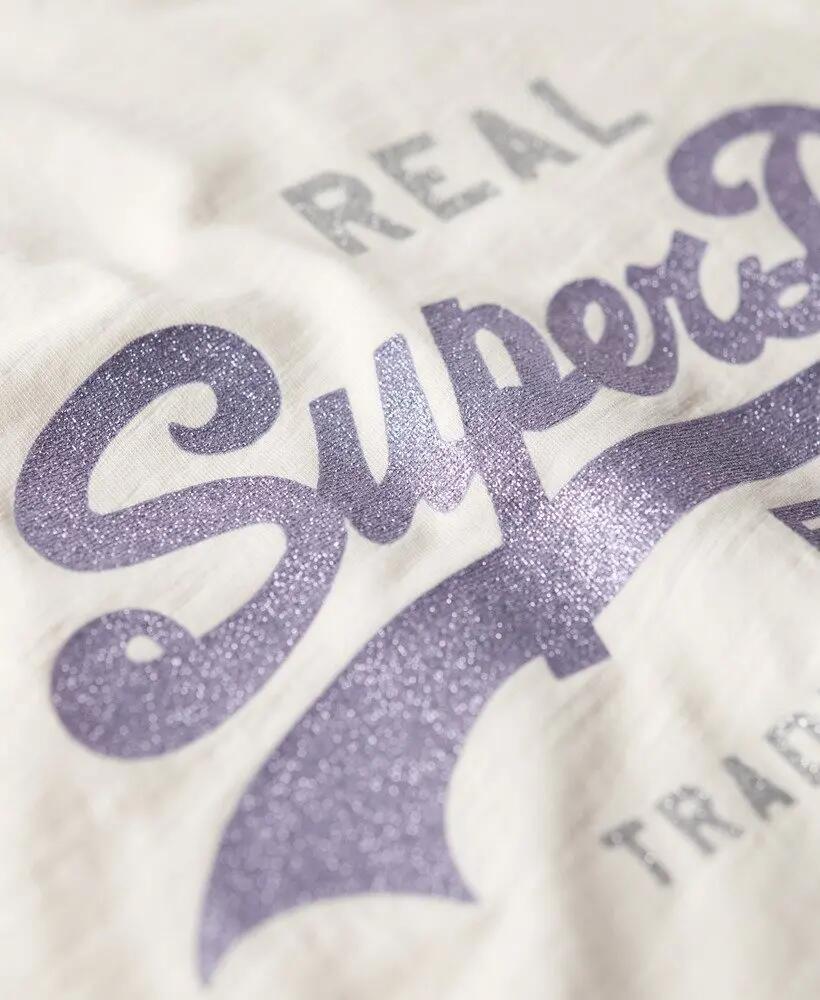 superdry T-shirt mulher Embellished Vl Graphic em algodão orgânico – Ecru Slub 6/7