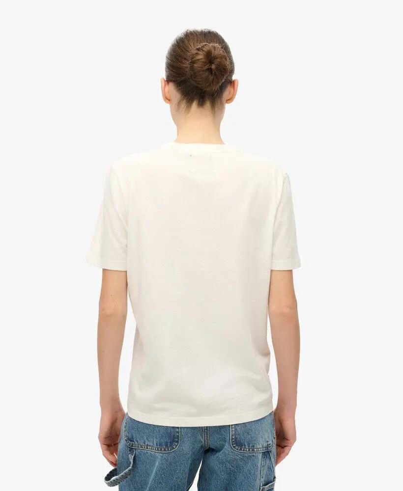 superdry T-shirt mulher Embellished Vl Graphic em algodão orgânico – Ecru Slub 5/7