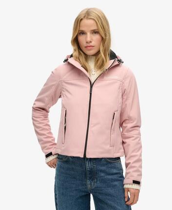 superdry Veste Soft Shell Trekker à capuche, coupe courte – Vintage Blush Pink