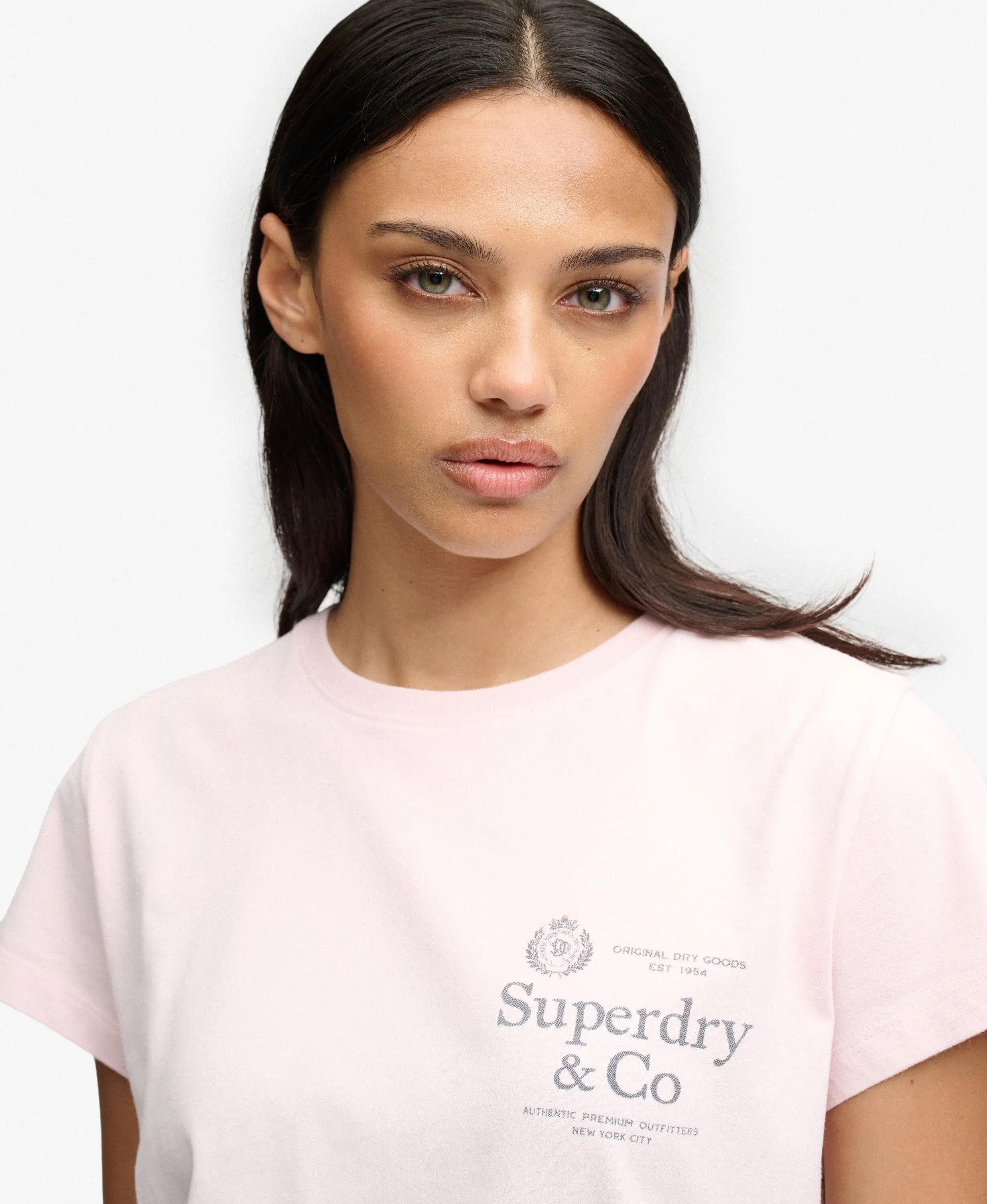 superdry T-shirt Luxe Casual Classic slim en coton biologique – Chalk Pink 4/5