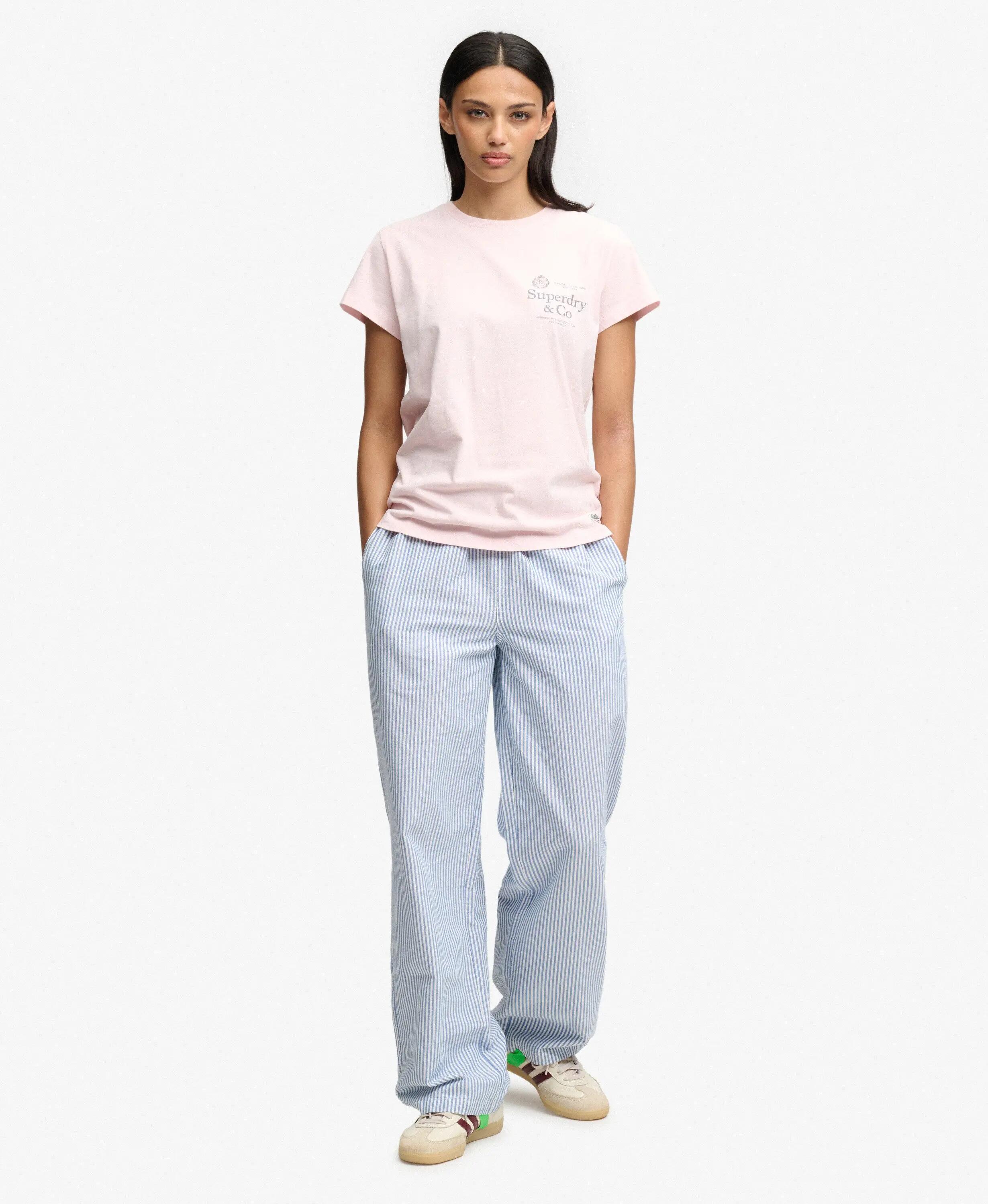 superdry T-shirt Luxe Casual Classic slim en coton biologique – Chalk Pink 3/5