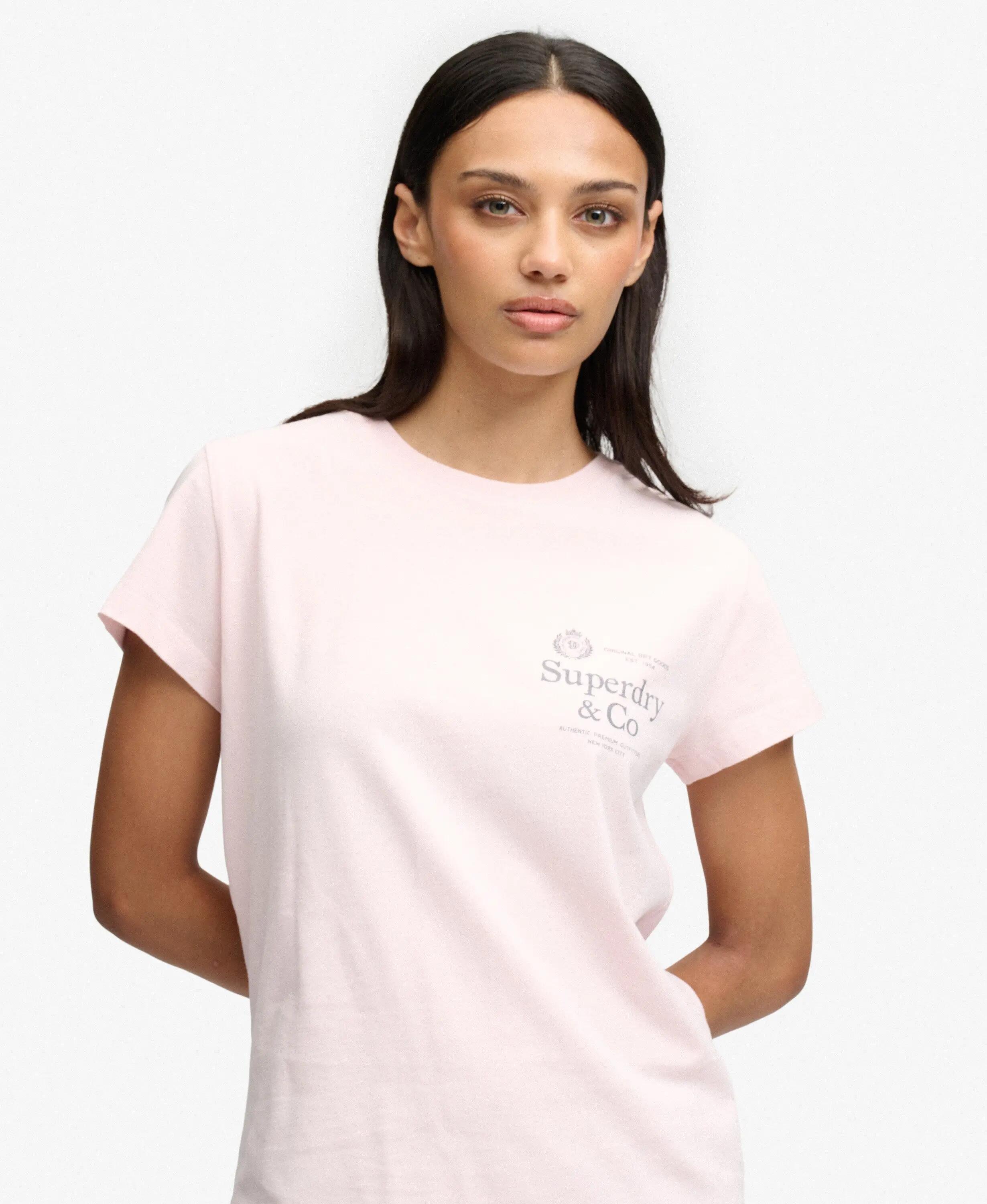 superdry T-shirt Luxe Casual Classic slim en coton biologique – Chalk Pink 2/5