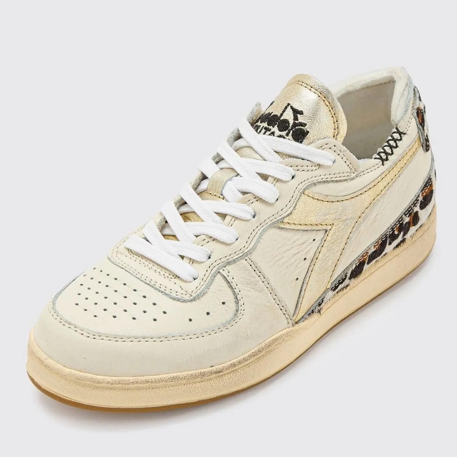 Dames Diadora Mi Basket Row Cut Vintage Leren Schoenen 4/5