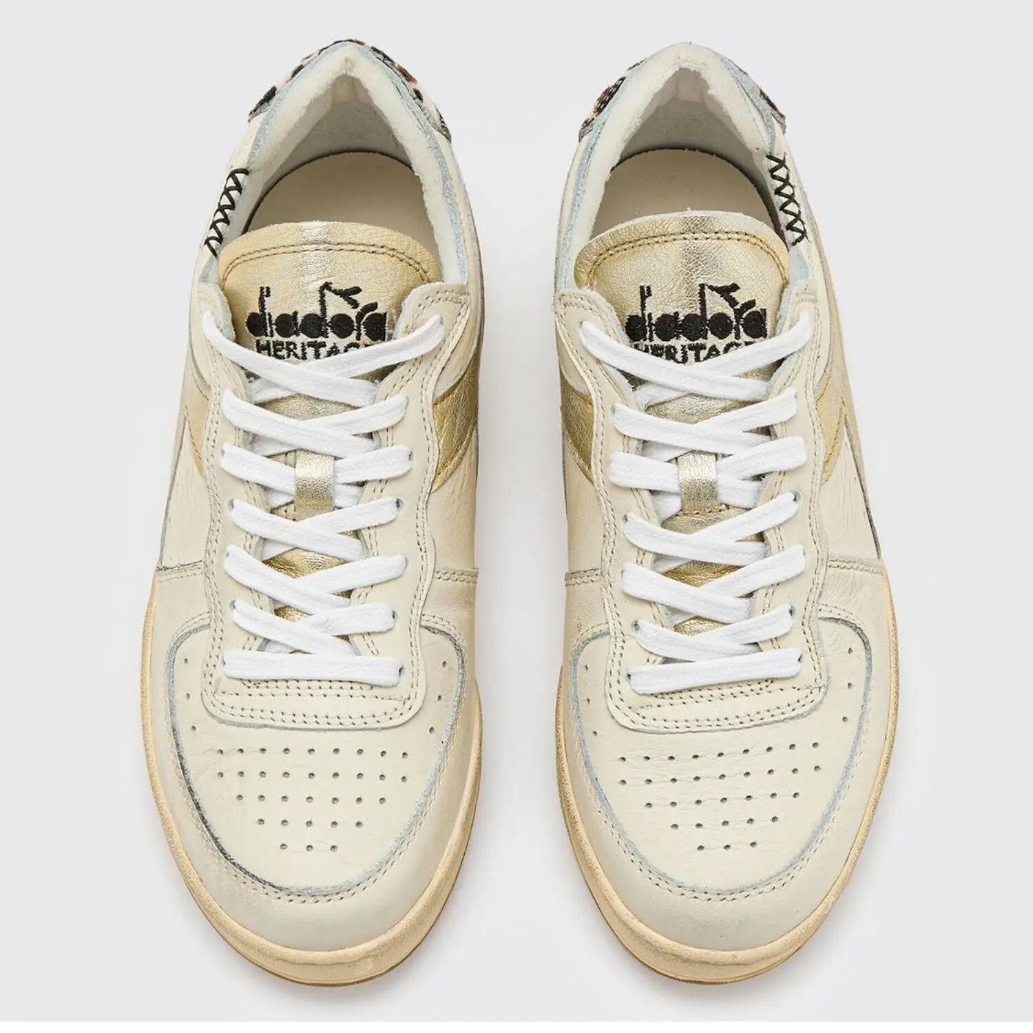 Dames Diadora Mi Basket Row Cut Vintage Leren Schoenen 3/5