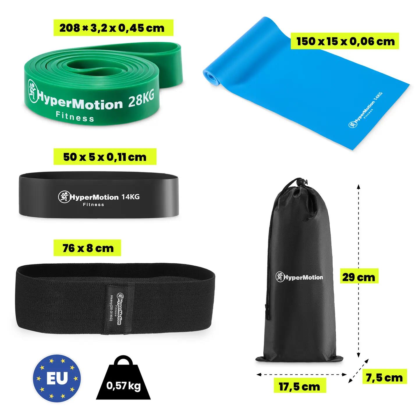 Sada odporových gum HyperMotion pro silový trénink – 4 kusy 8/13