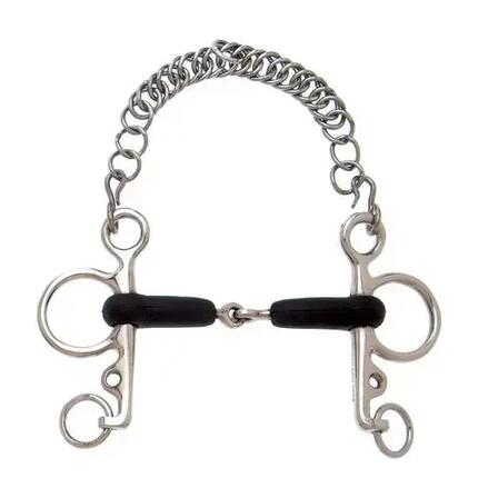 Mors pelham pour cheval à embouchure articulée en caoutchouc Sefton