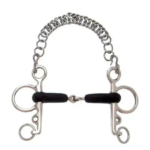 Mors pelham pour cheval à embouchure articulée en caoutchouc Sefton