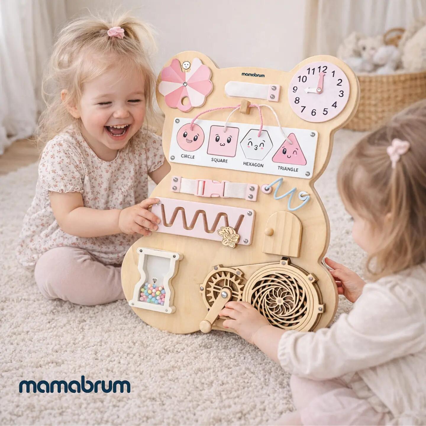 Tablica sensoryczna Montessori dziecięca drewniana z zegarem i labiryntem 4/13