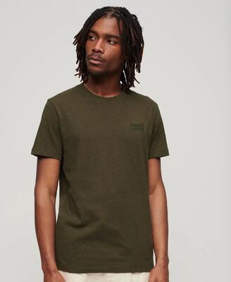 Superdry essential logo t-shirt van biologisch katoen – slim fit – winter khaki