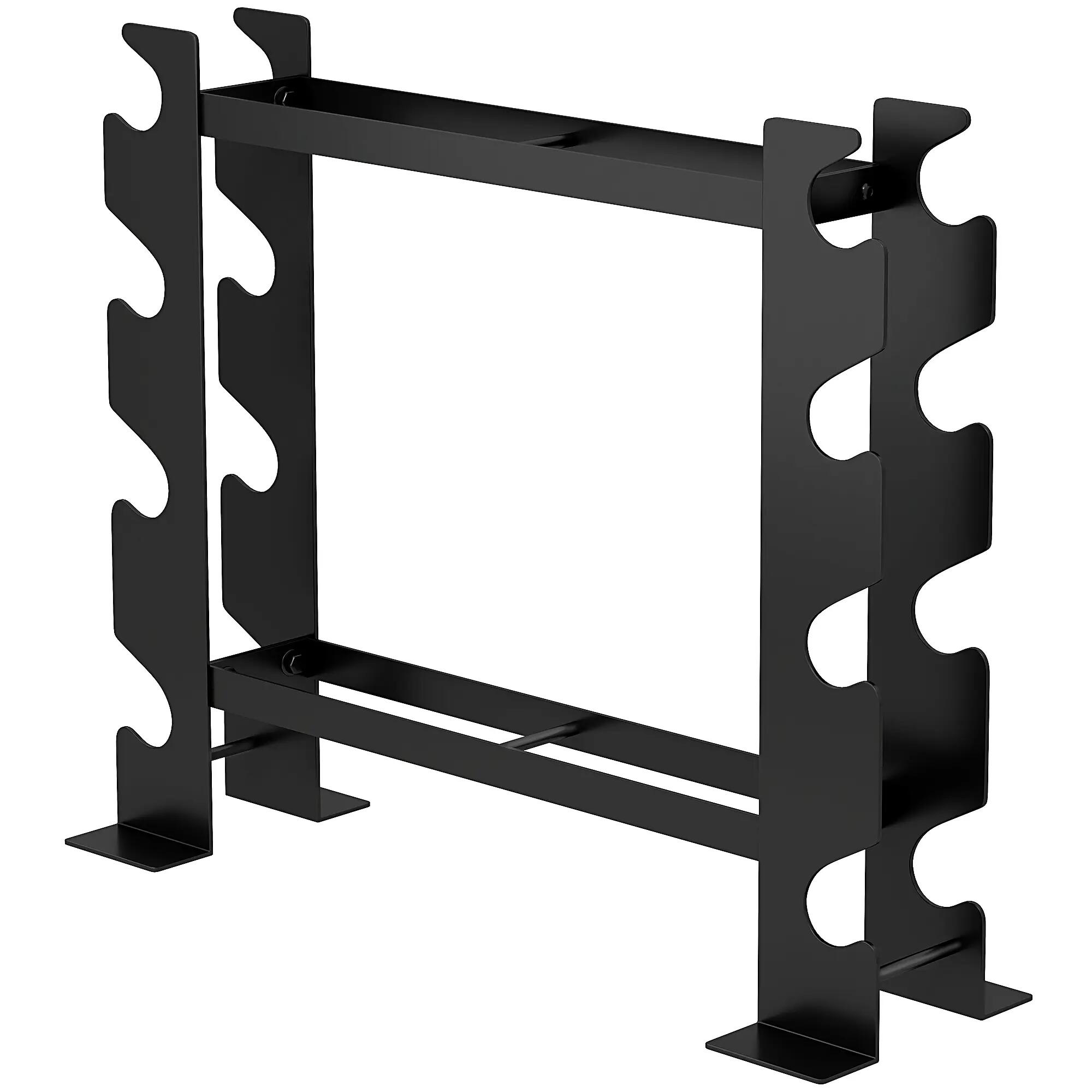 Support à haltères en acier à 4 niveaux, capacité 200 kg, 70 x 21 x 55 cm, noir 2/9