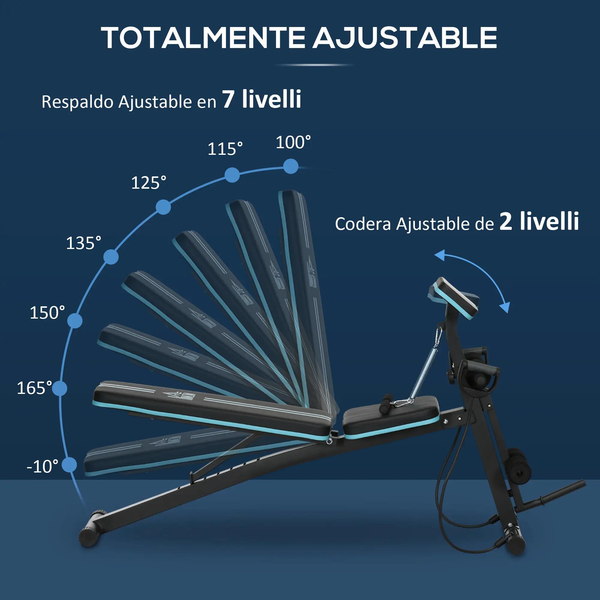 Banc de musculation pliable avec dossier réglable, extension de jambes 6/9