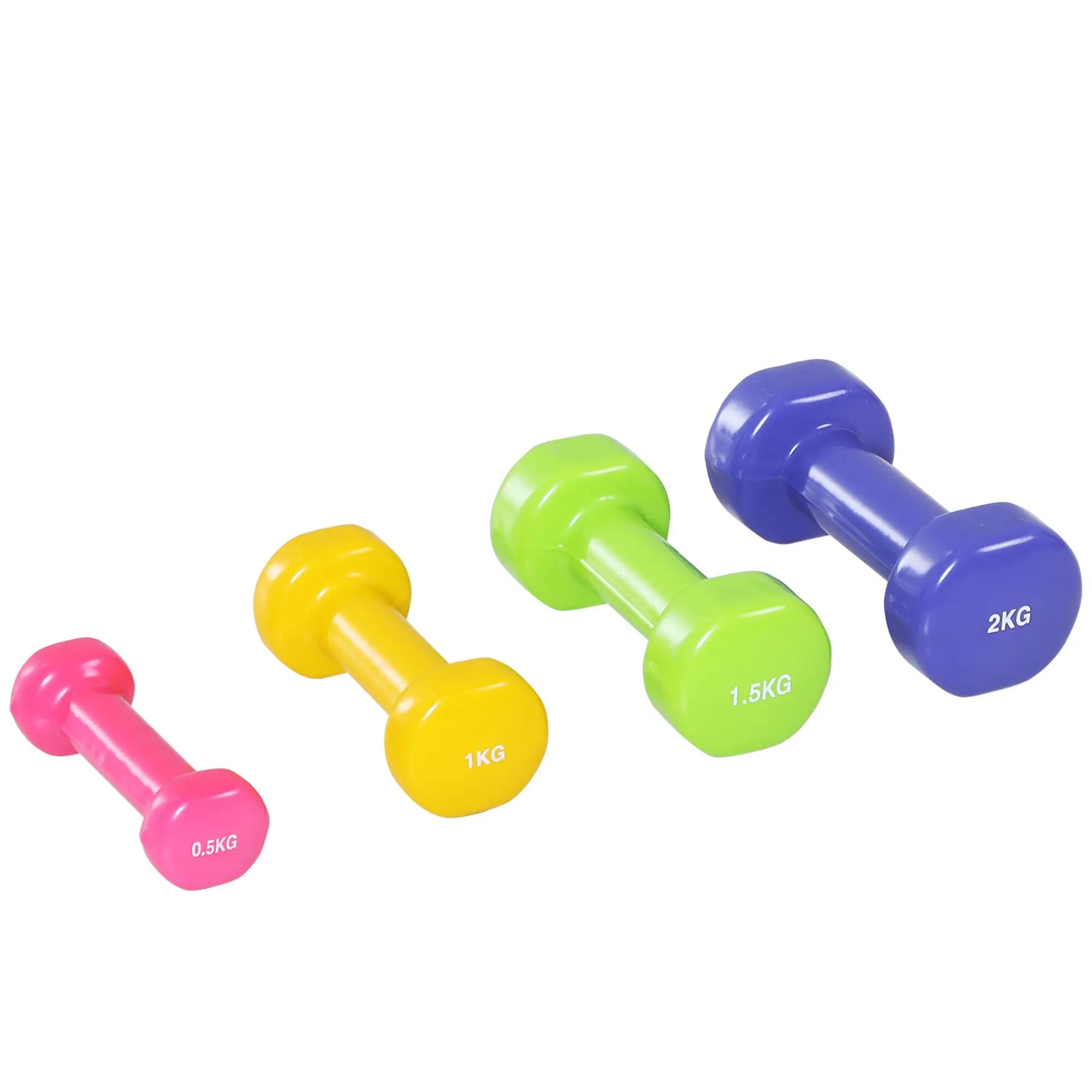 Ensemble de 8 haltères portables, 4 paires de 0,5 kg, 1 kg, 1,5 kg et 2 kg, coff 2/9