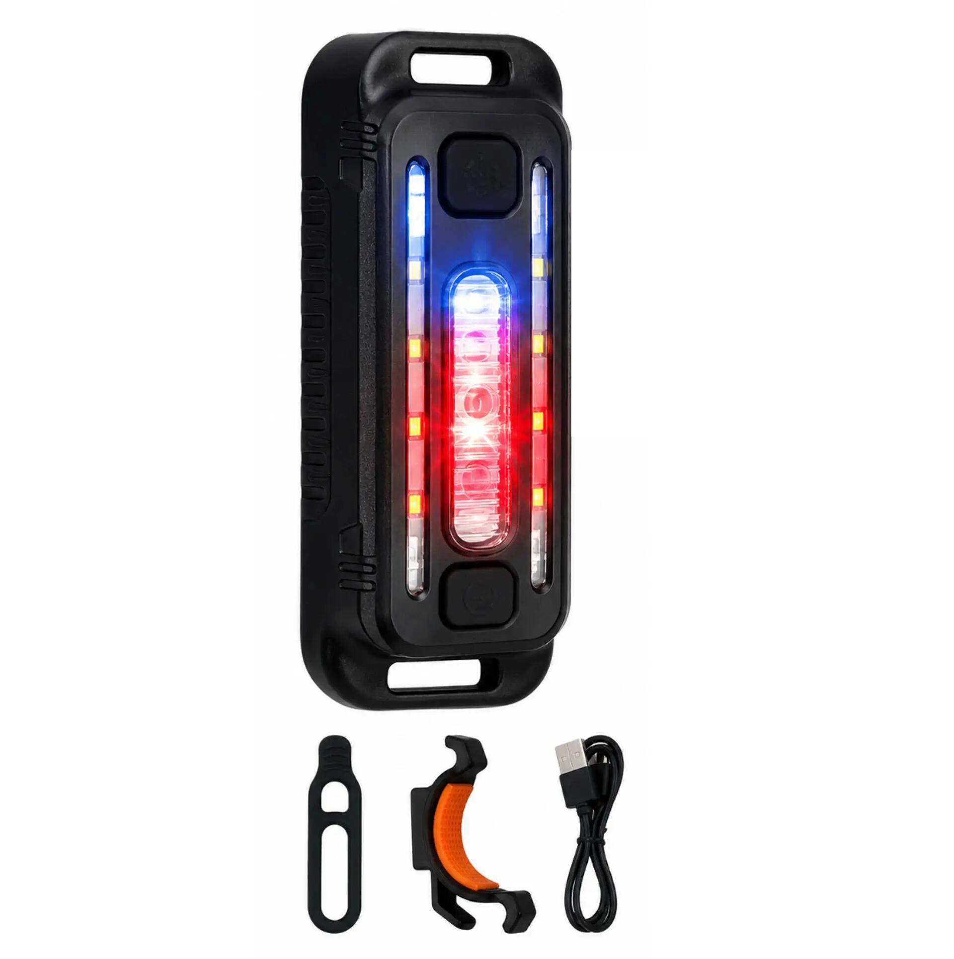 Lampka rowerowa LED USB-C 200 lm - czerwona, niebieska i biała - 5 trybów 2/7