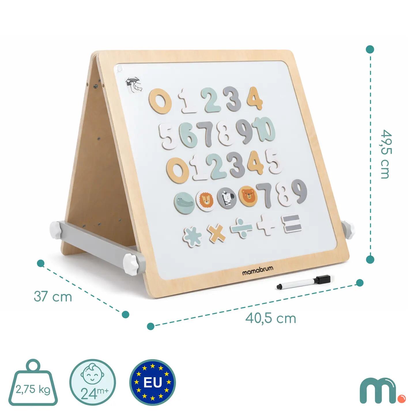 Tablica edukacyjna dla dzieci, dwustronna magnetyczna i sensoryczna 2w1 8/15