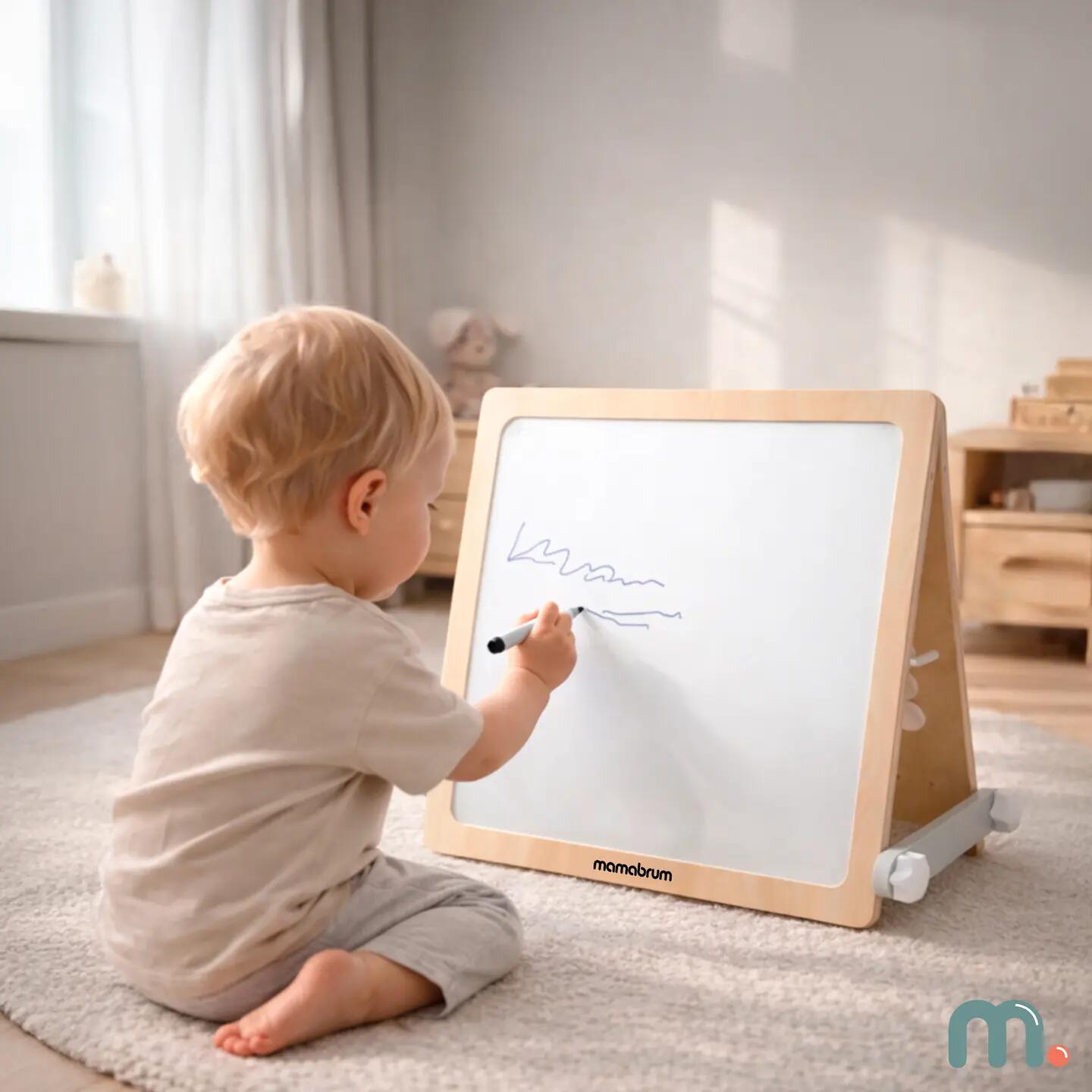 Tablica edukacyjna dla dzieci, dwustronna magnetyczna i sensoryczna 2w1 5/15