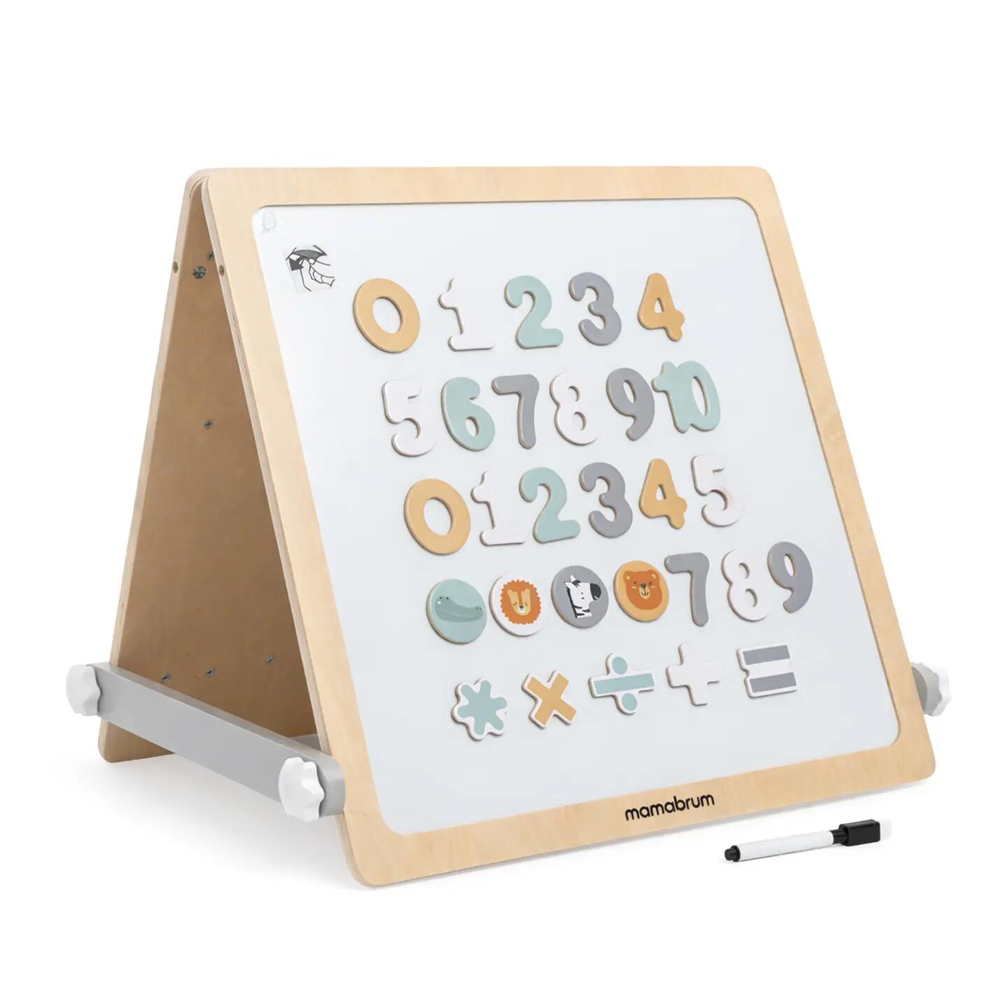 Tablica edukacyjna dla dzieci, dwustronna magnetyczna i sensoryczna 2w1 10/15